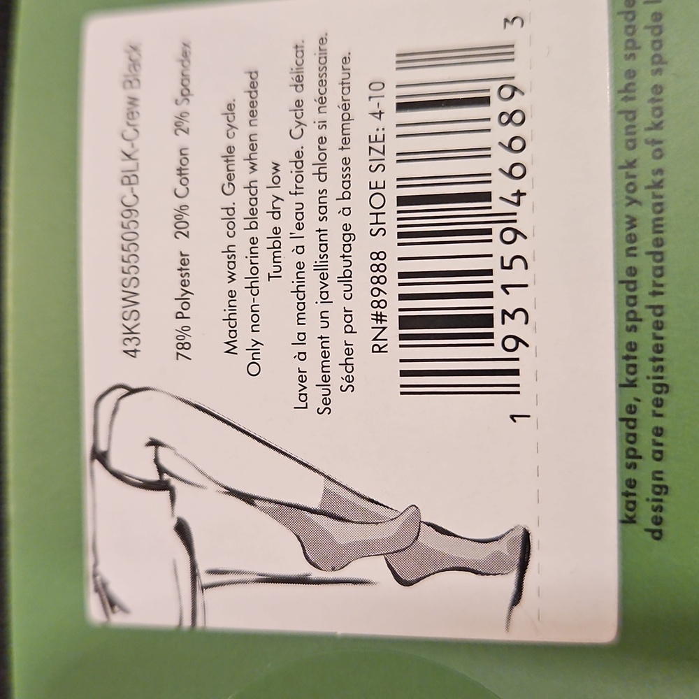 Crew Socks 6 Count Kate Spade NWT - Picture 4 of 4